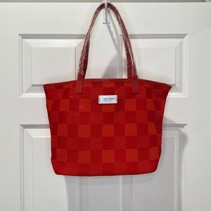 Shiseido Tokyo Red checkered tote bag